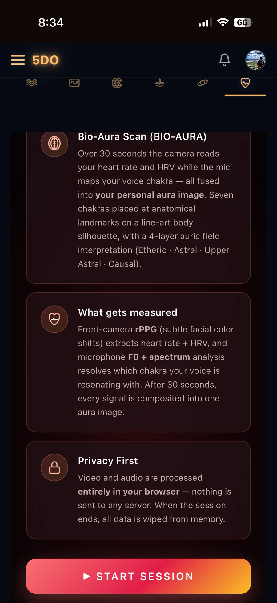 5DO Bio-Aura scan screen